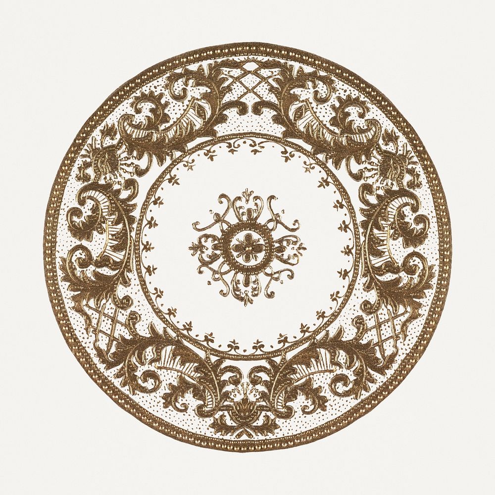 Vintage psd floral mandala pattern motif, remixed from Noritake factory china porcelain tableware design
