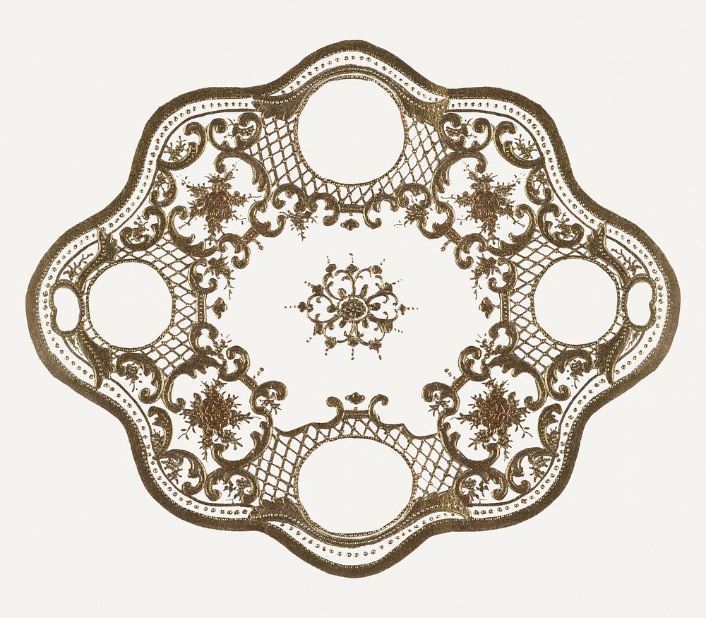 Vintage psd floral medallion motif, remixed from Noritake factory china porcelain tableware design