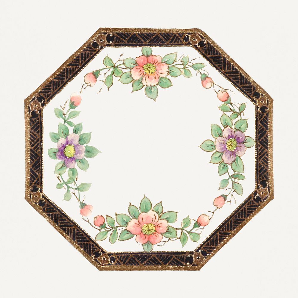 Vintage floral pattern on platter, remixed from Noritake factory china porcelain dinnerware design