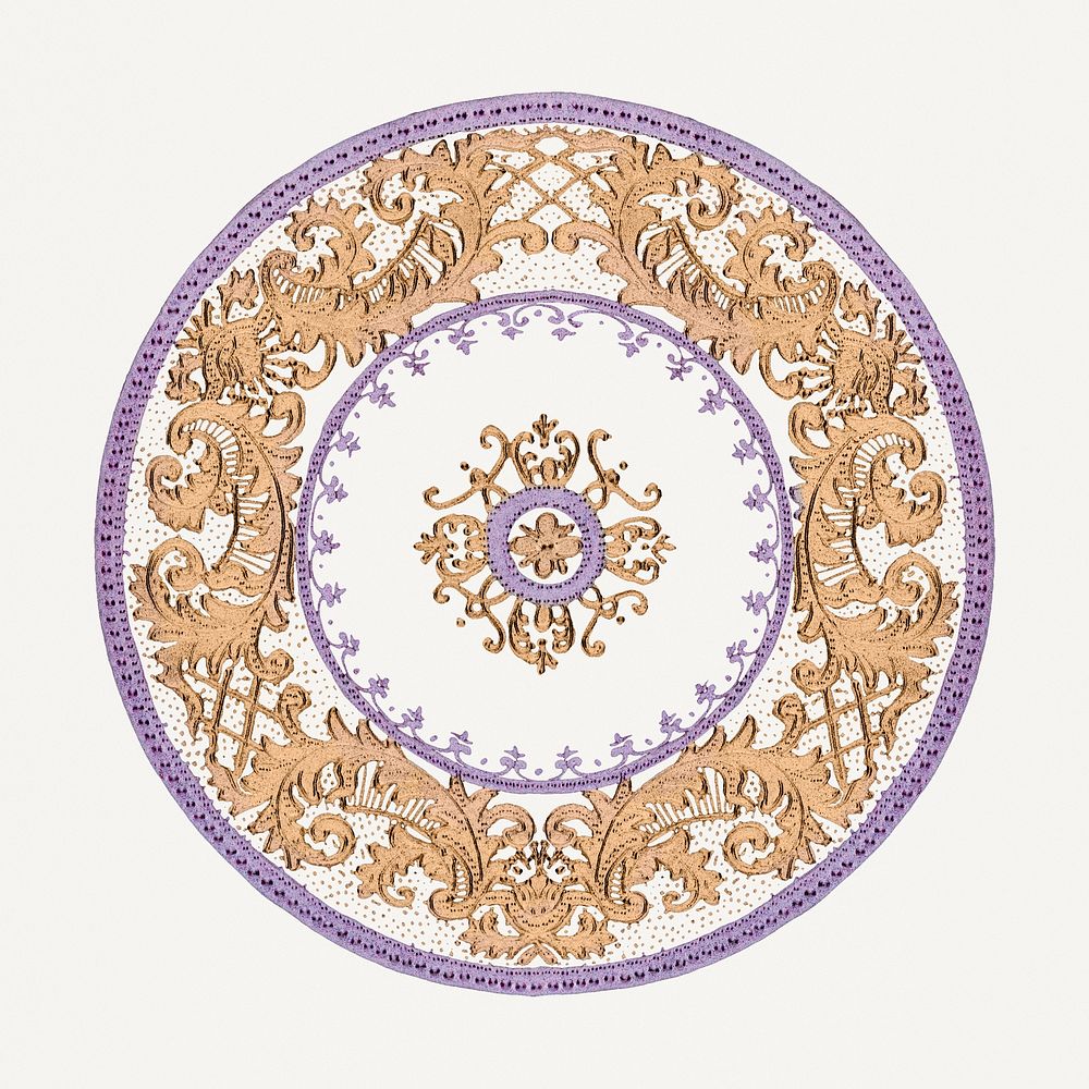 Vintage floral mandala ornament, remixed from Noritake factory china porcelain tableware design