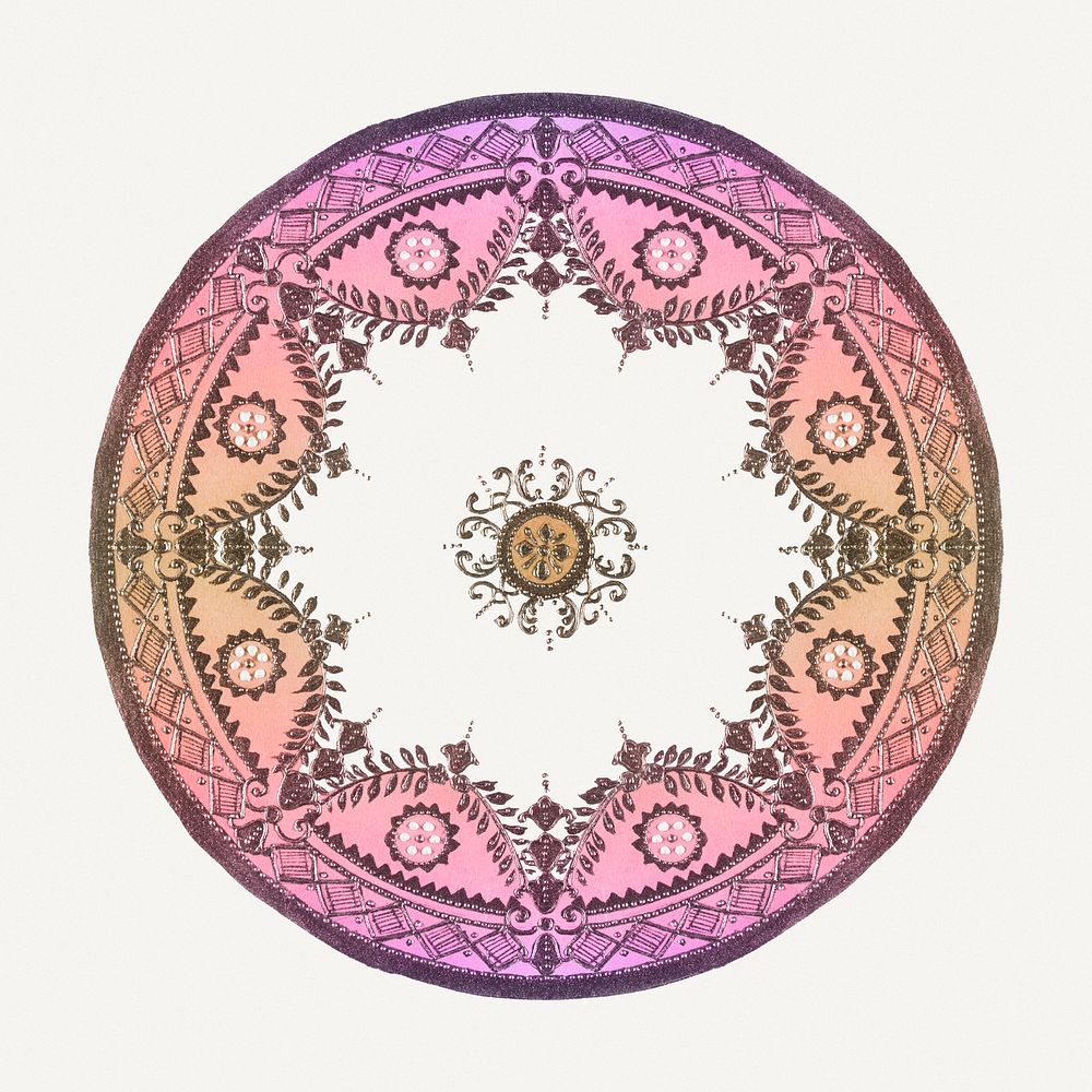 Vintage ombre mandala ornament, remixed from Noritake factory china porcelain tableware design