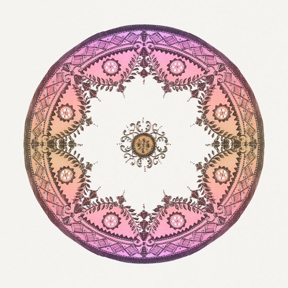 Vintage psd ombre mandala ornament, remixed from Noritake factory china porcelain tableware design