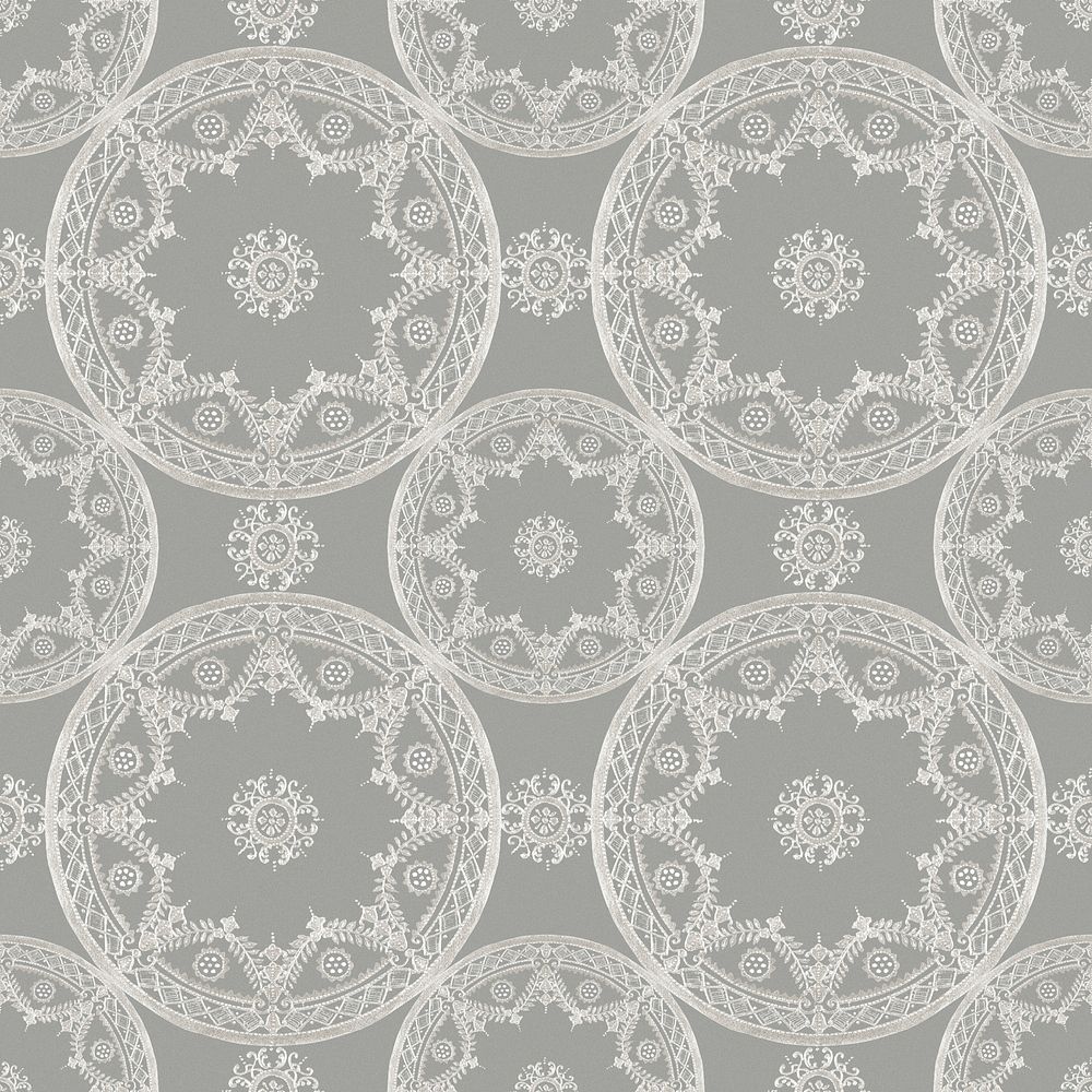 Vintage floral mandala pattern background psd in gray, remixed from Noritake factory china porcelain tableware design