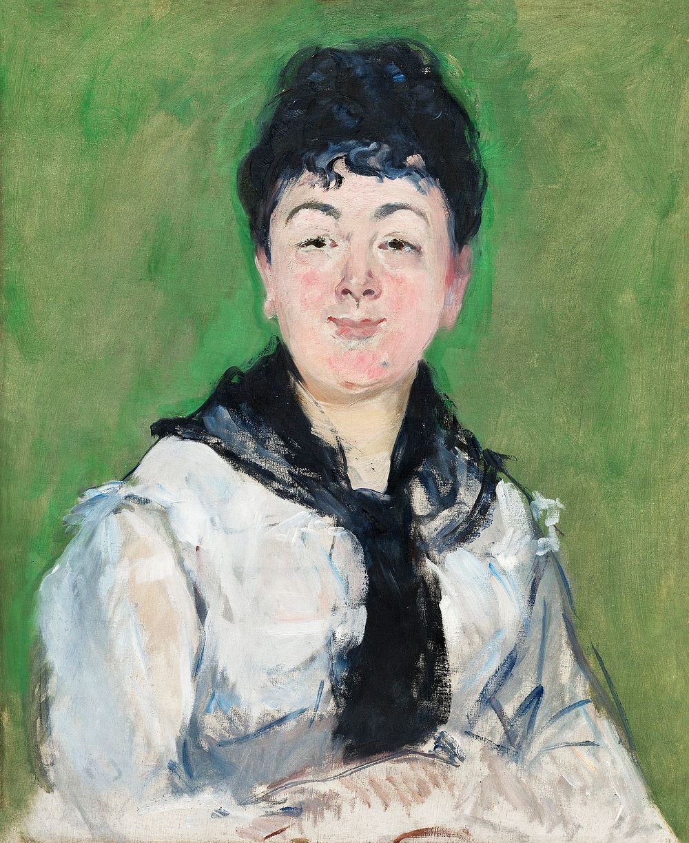 Portrait of a Woman with a Black Fichu (c. 1878) painting in high resolution by &Eacute;douard Manet. Original from The Art…