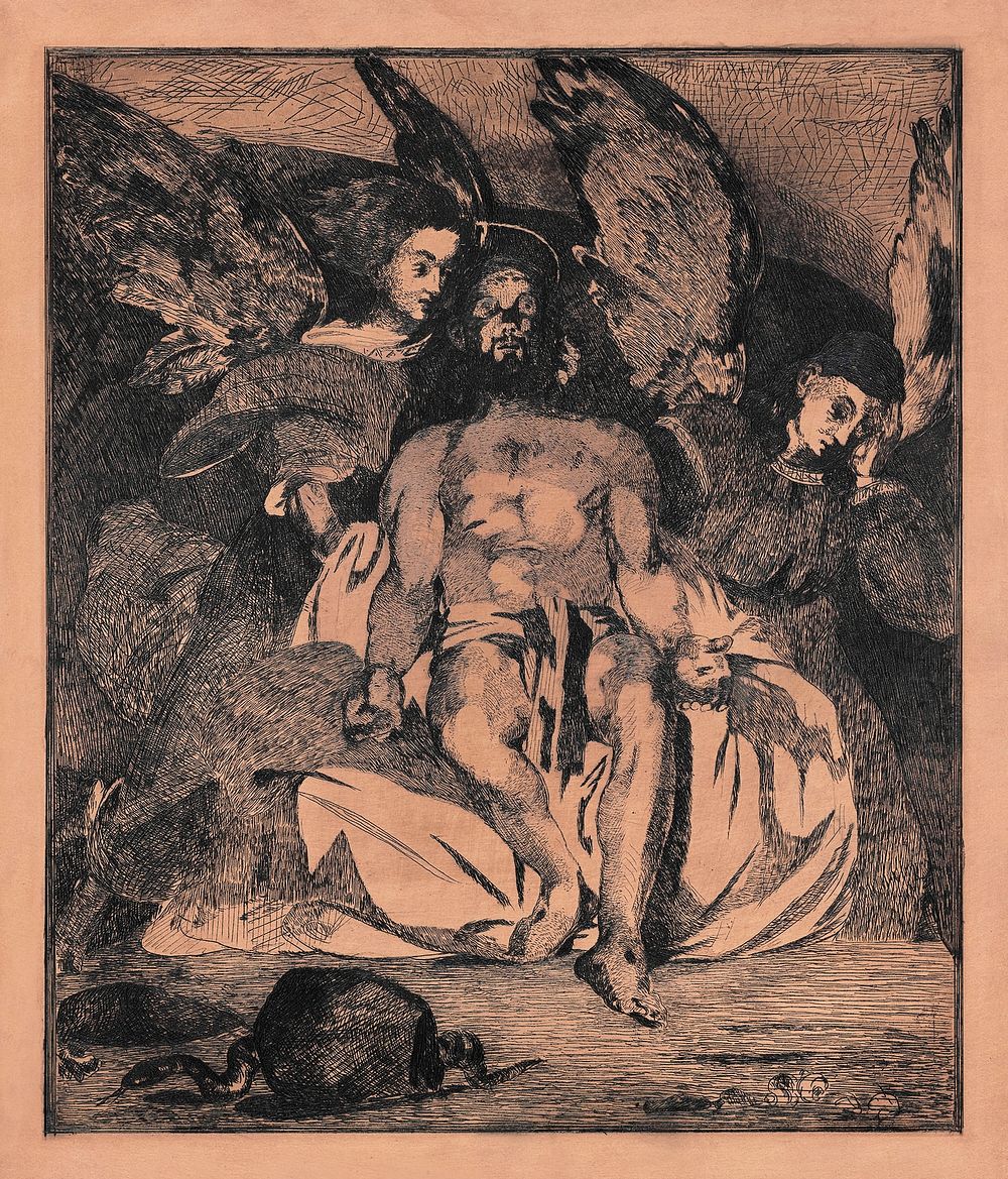 Dead Christ with Angels (1866&ndash;167) print in high resolution by &Eacute;douard Manet. Original from The Art Institute…