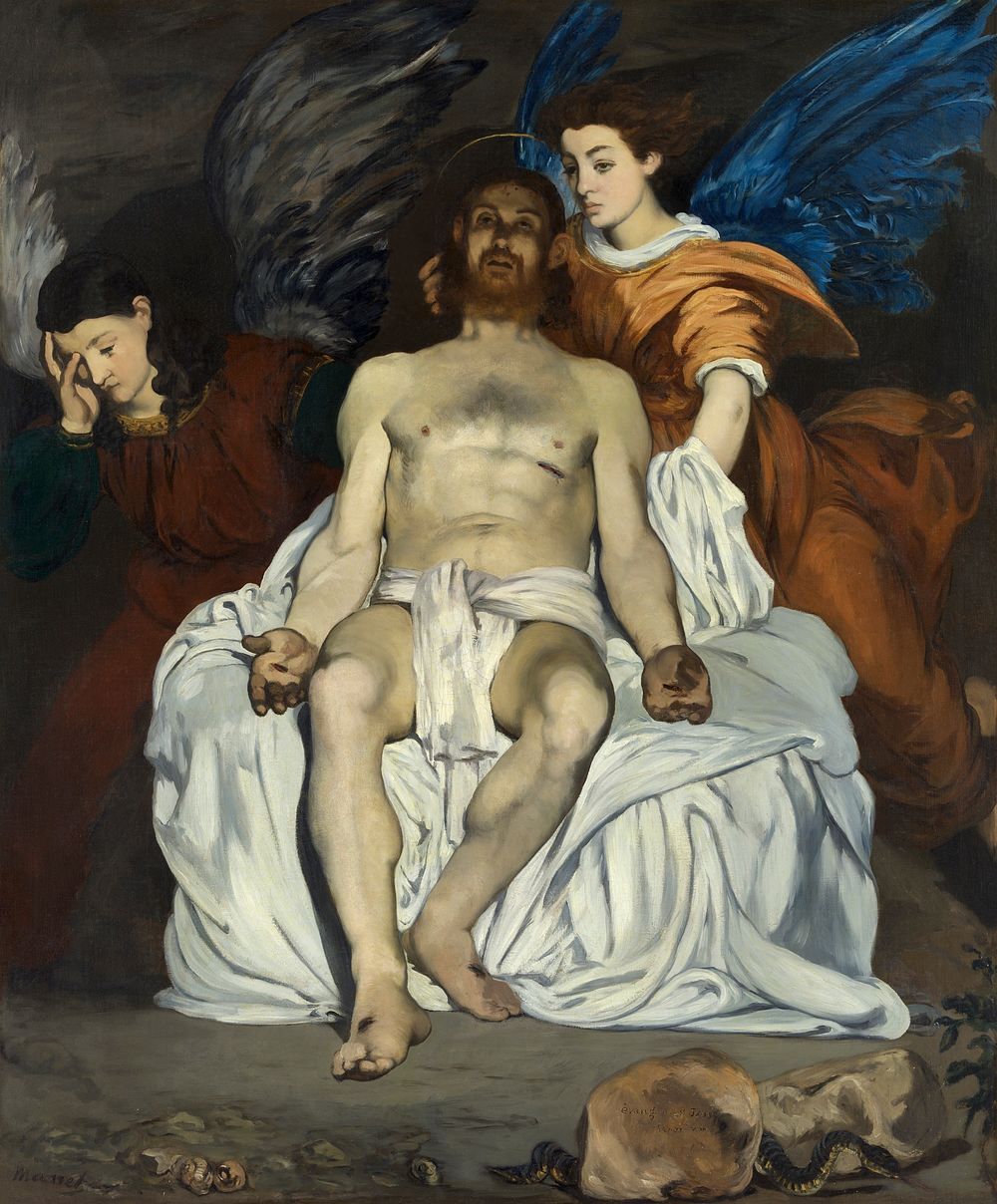 Dead Christ with Angels (1866&ndash;1867) print in high resolution by &Eacute;douard Manet. Original from The Art Institute…
