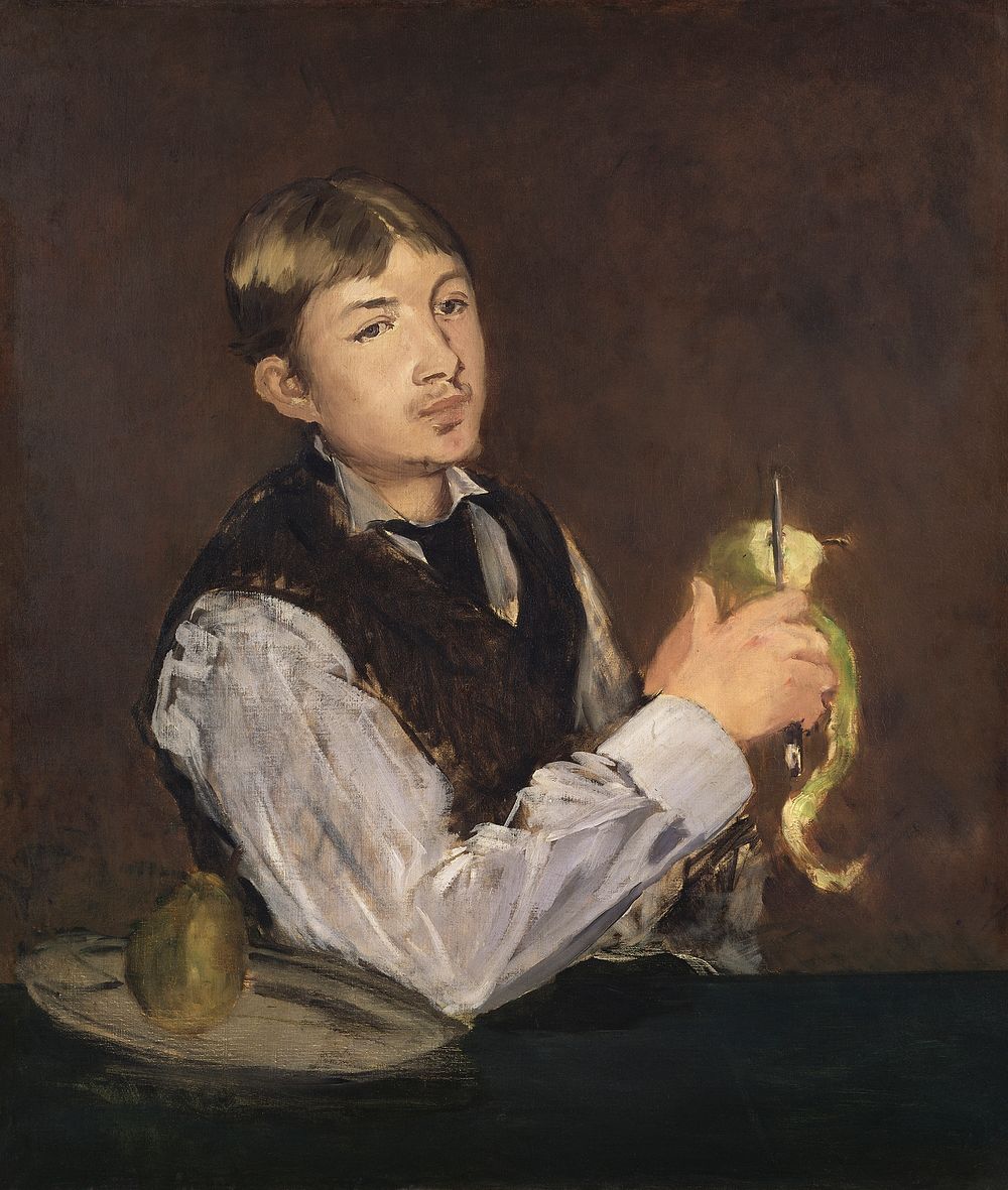 Young Boy Peeling a Pear painting in high resolution by Edouard Manet. Original from The National Museum of Sweden.…