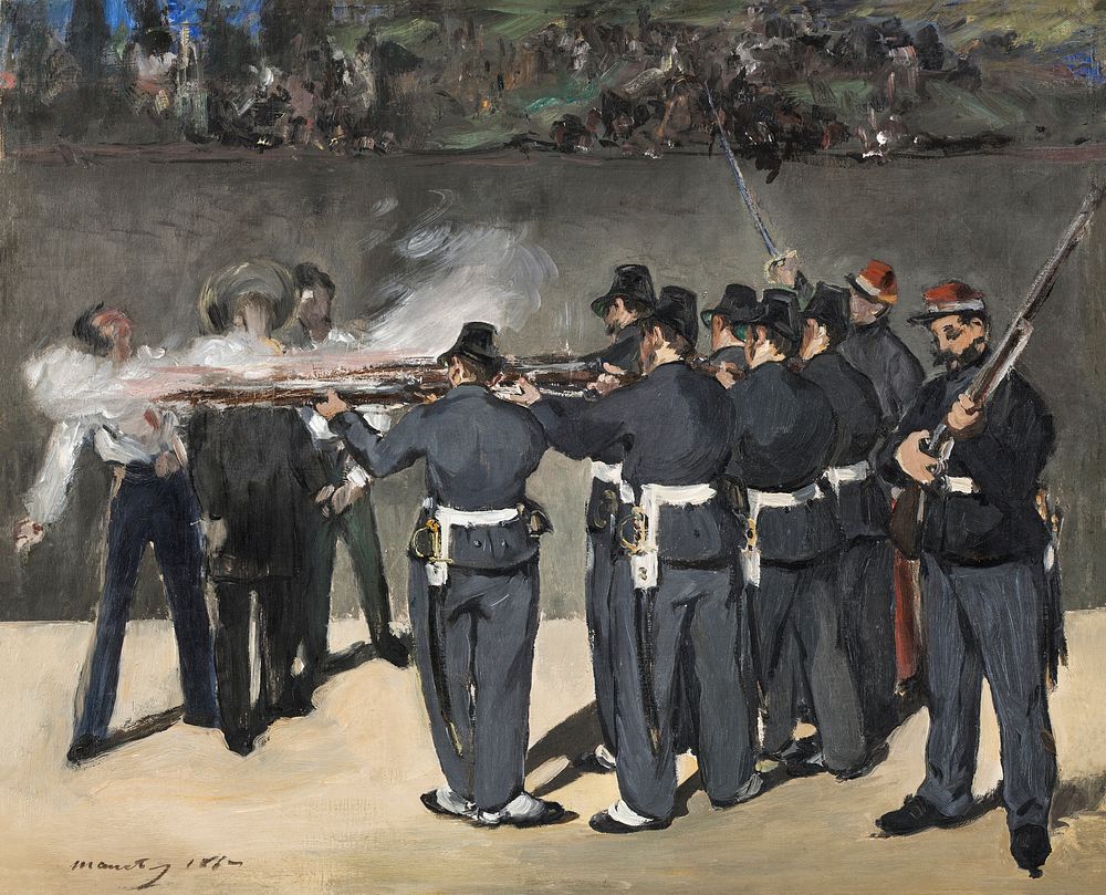 The Execution of Emperor Maximilian (1867) painting in high resolution by Edouard Manet. Original from The National Gallery…