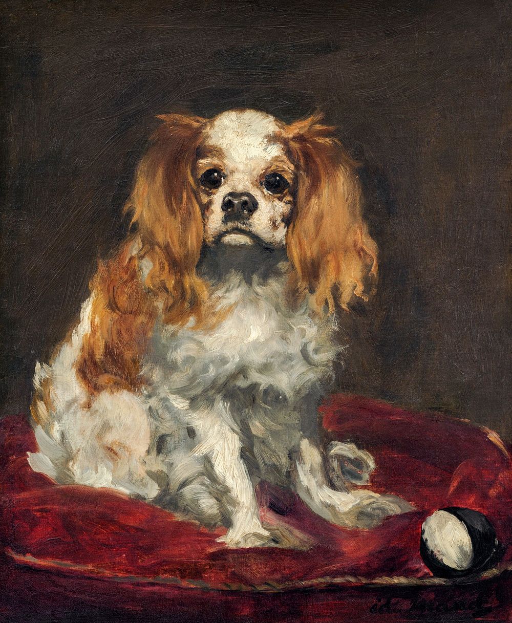 A King Charles Spaniel (c.1866) painting in high resolution by Edouard Manet. Original from National Gallery of Art.…
