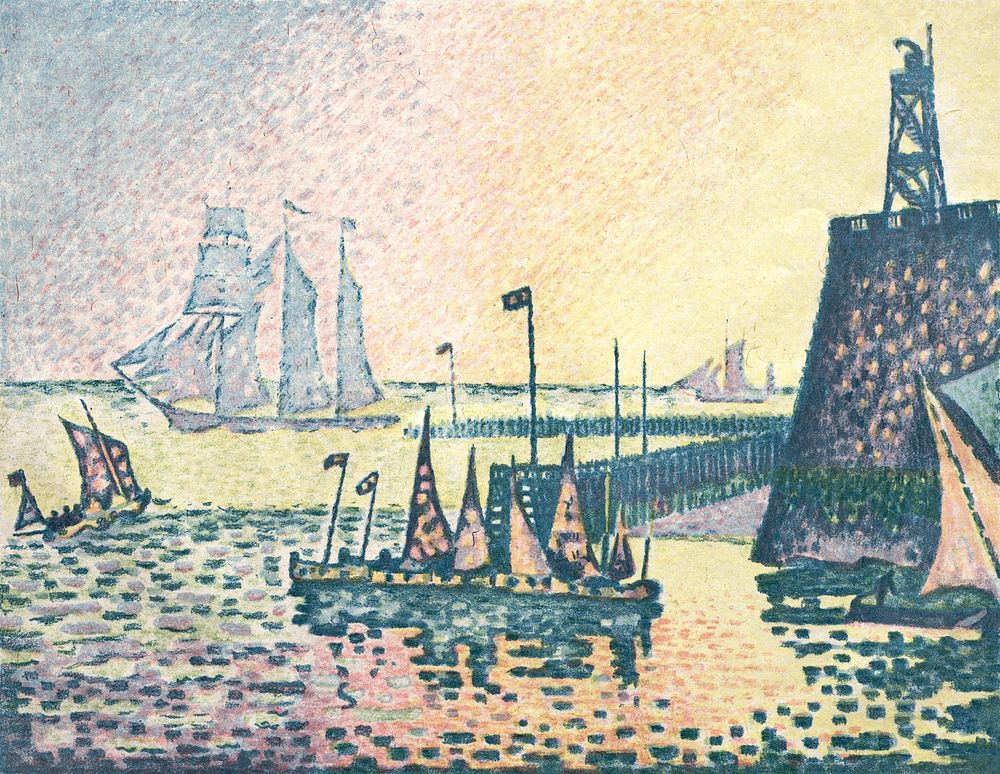 Evening, The Jetty at Vlissingen (1898) print in high resolution by Paul Signac. Original from The Cleveland Museum of Art.…
