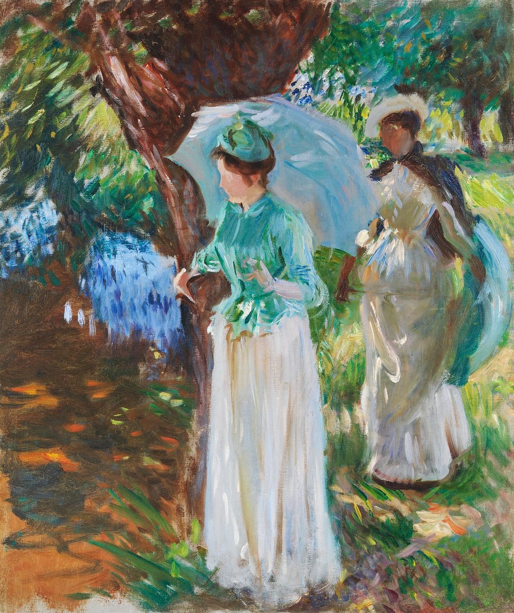 Two Girls with Parasols (1888) by John Singer Sargent. Original from The MET Museum. Digitally enhanced by rawpixel.