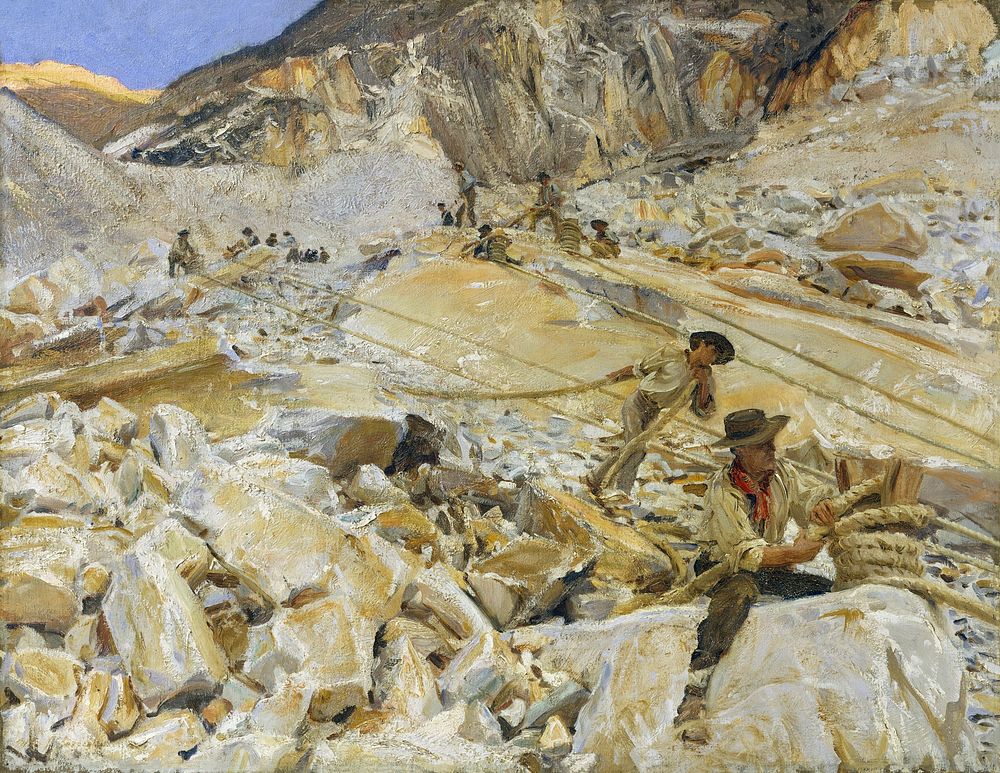 Bringing Down Marble from the Quarries to Carrara (1911) by John Singer Sargent. Original from The MET Museum. Digitally…