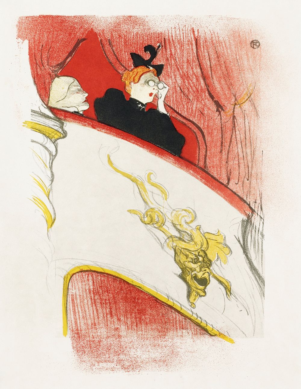 Balcony with a Gilded Grotesque Mask (1894) print by Henri de Toulouse&ndash;Lautrec. Original from The Sterling and…