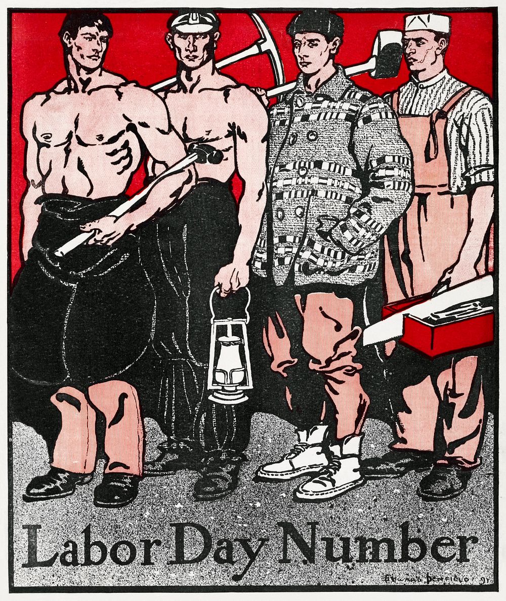 Labour Day Number (ca. 1890&ndash;1907) print in high resolution by Edward Penfield. Original from The New York Public…