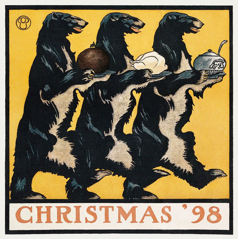 Vintage Christmas '98 (1898) print in high resolution by Edward Penfield. Original from The MET Museum. Digitally enhanced…