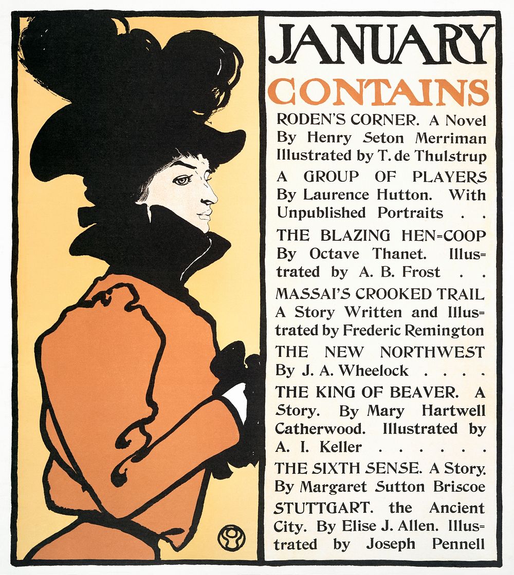 January Poster (1898) print in high resolution by Edward Penfield. Original from The New York Public Library. Digitally…