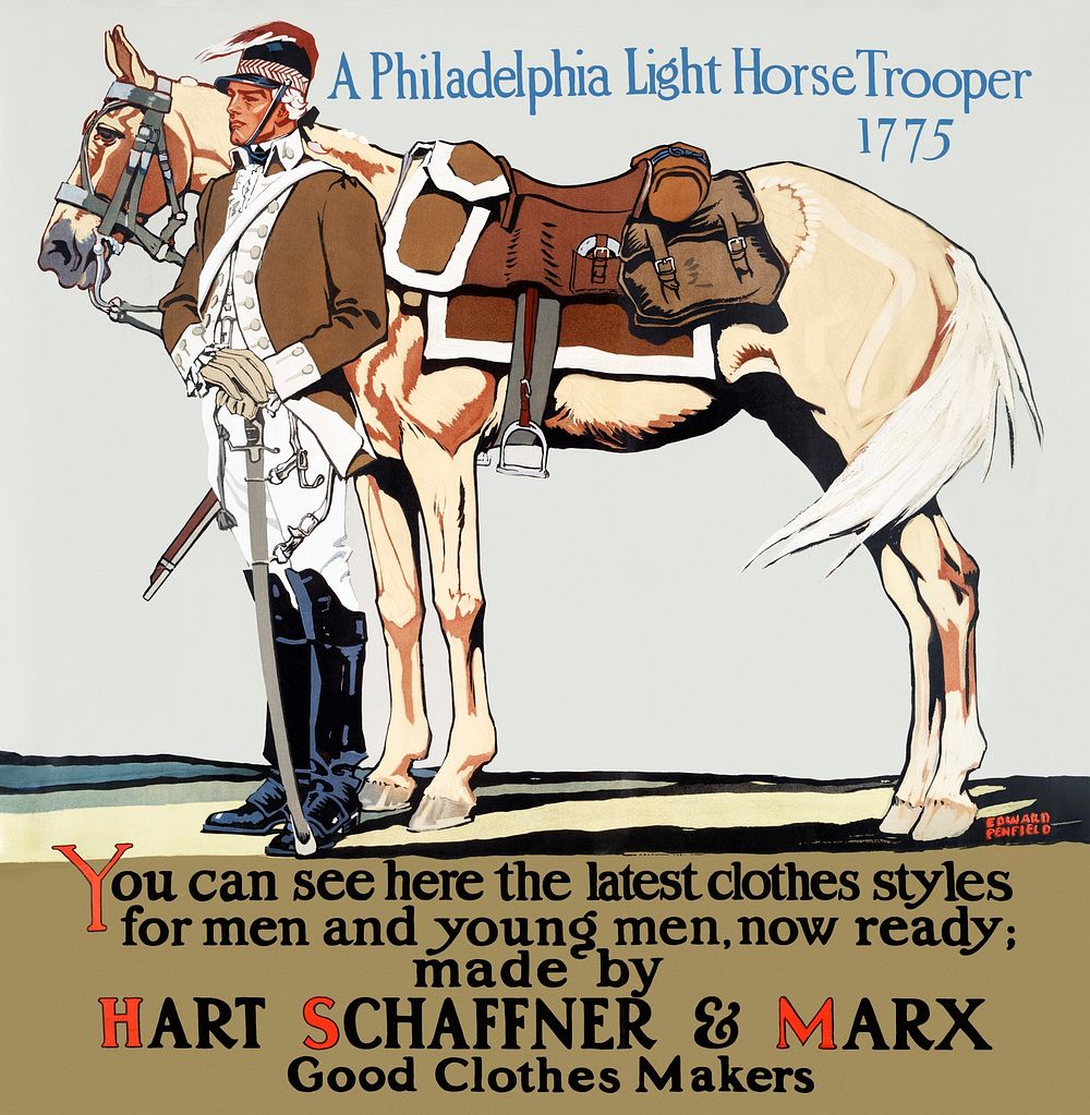 A Philadelphia light horse trooper, 1775 print in high resolution by Edward Penfield. Original from The New York Public…