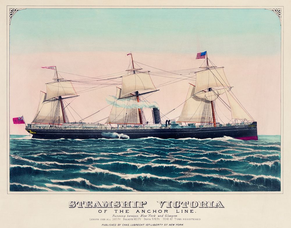 Steamship Victoria of the Anchor Line by an unknown artist, published by Charles Lubrecht (c.1876). Original from Library of…
