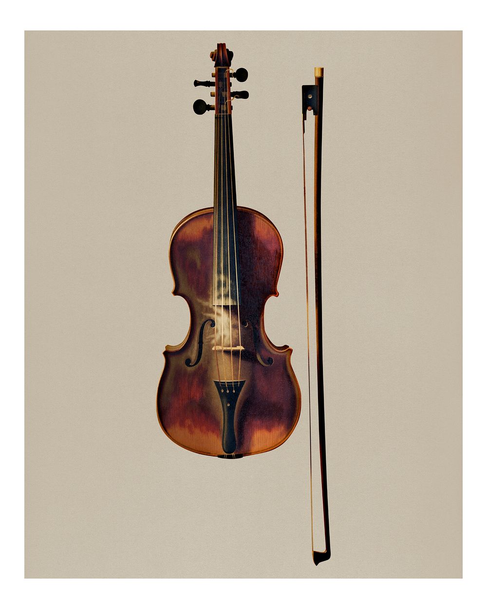 Vintage Still Life with a Violin illustration wall art print and poster.