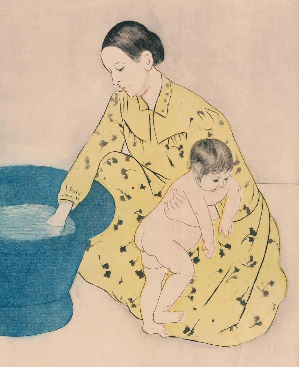 The Bath (The Tub) Illustration by Mary Cassatt (1844-1926). Original from Library of Congress. Digitally enhanced by…