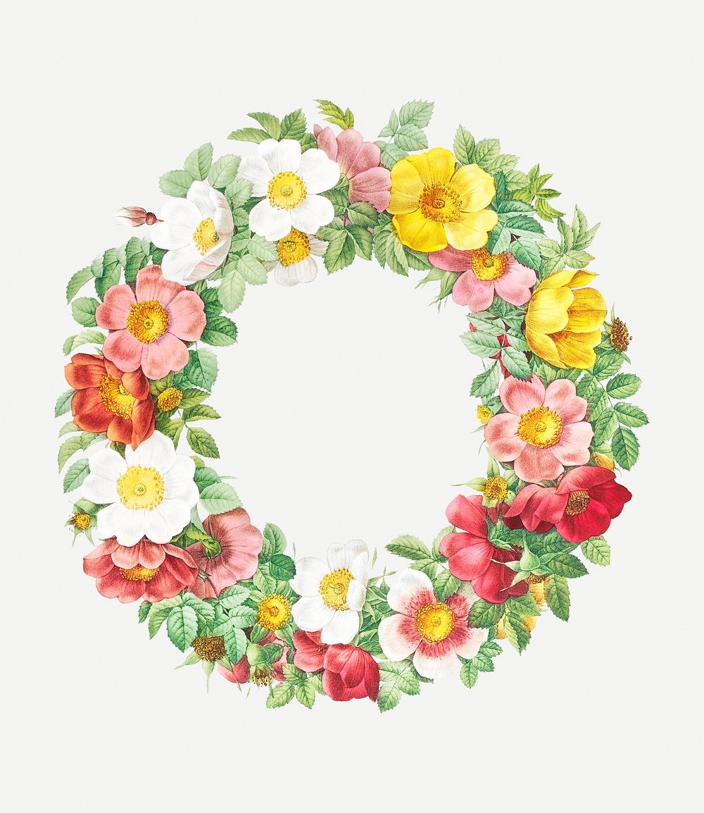 Decorative colorful floral wreath illustration