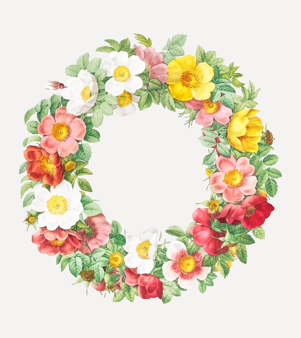 Decorative colorful floral wreath vector