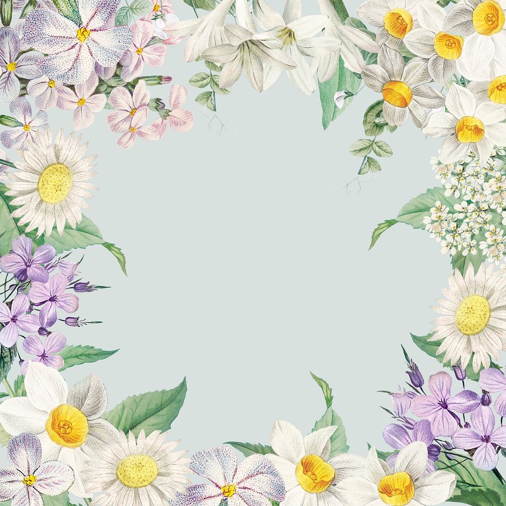 Vintage blank various flowers themed frame illustration