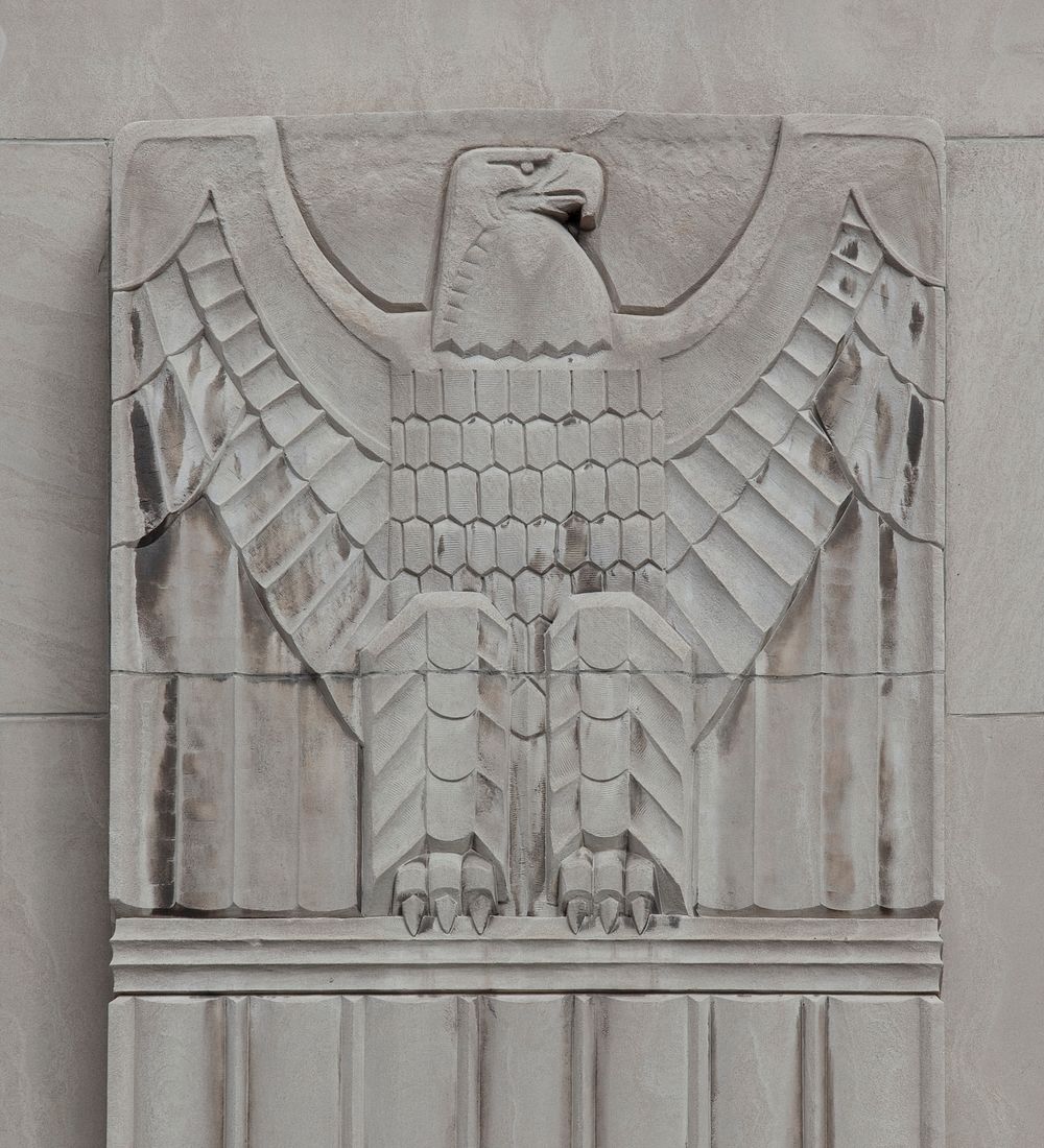 Exterior bas-relief, Theodore Levin United States Courthouse, Detroit Federal Building, Detroit, Michigan (2010) by Carol M.…
