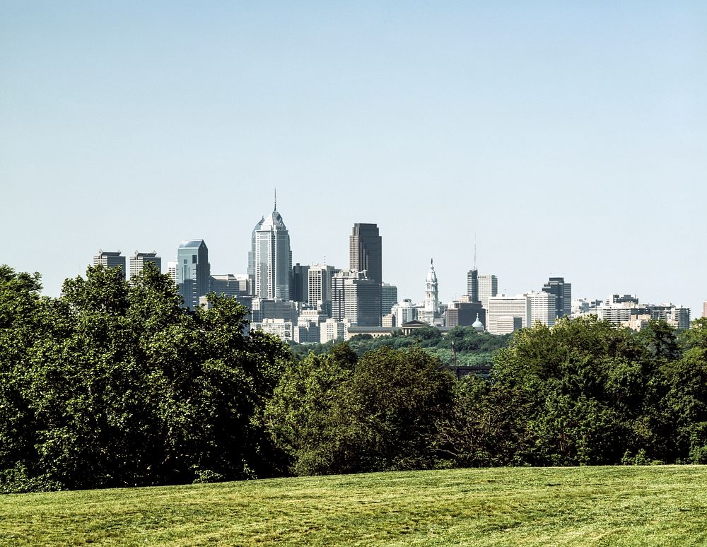 Philadelphia skyline. Original image from Carol M. Highsmith&rsquo;s America, Library of Congress collection. Digitally…
