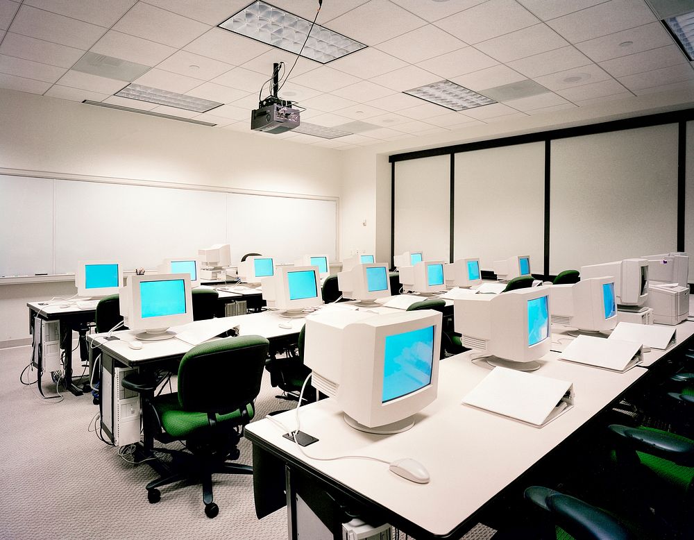 Computer training room in the 80s. Original image from Carol M. Highsmith&rsquo;s America, Library of Congress collection.…