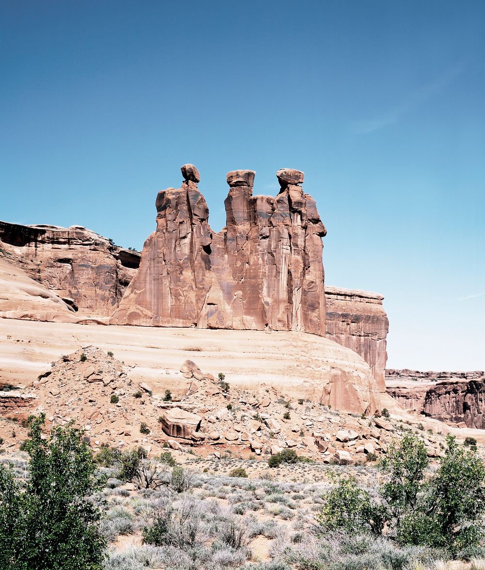 Three Gossips Formation, Arches National Park, Utah. Old Mammoth Road. Original image from Carol M. Highsmith&rsquo;s…