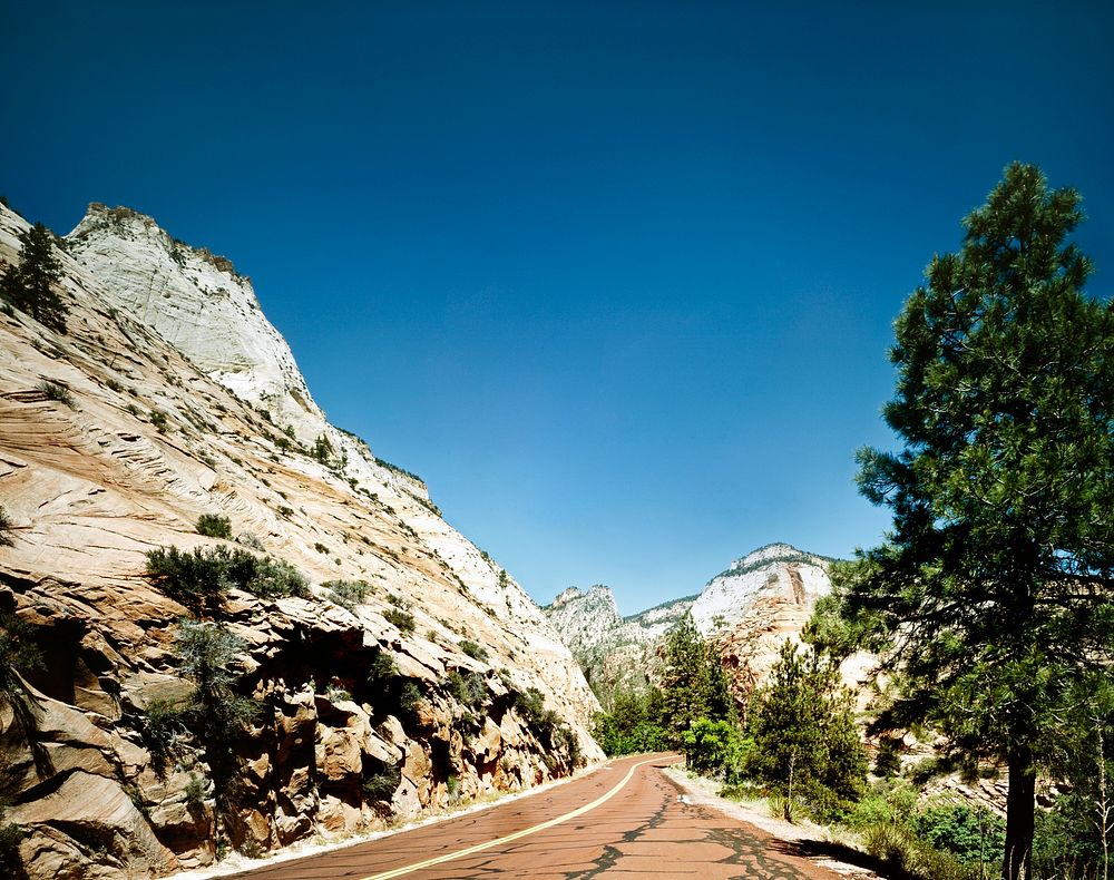 Red Road Through Zion National Park, Utah. Old Mammoth Road. Original image from Carol M. Highsmith&rsquo;s America, Library…