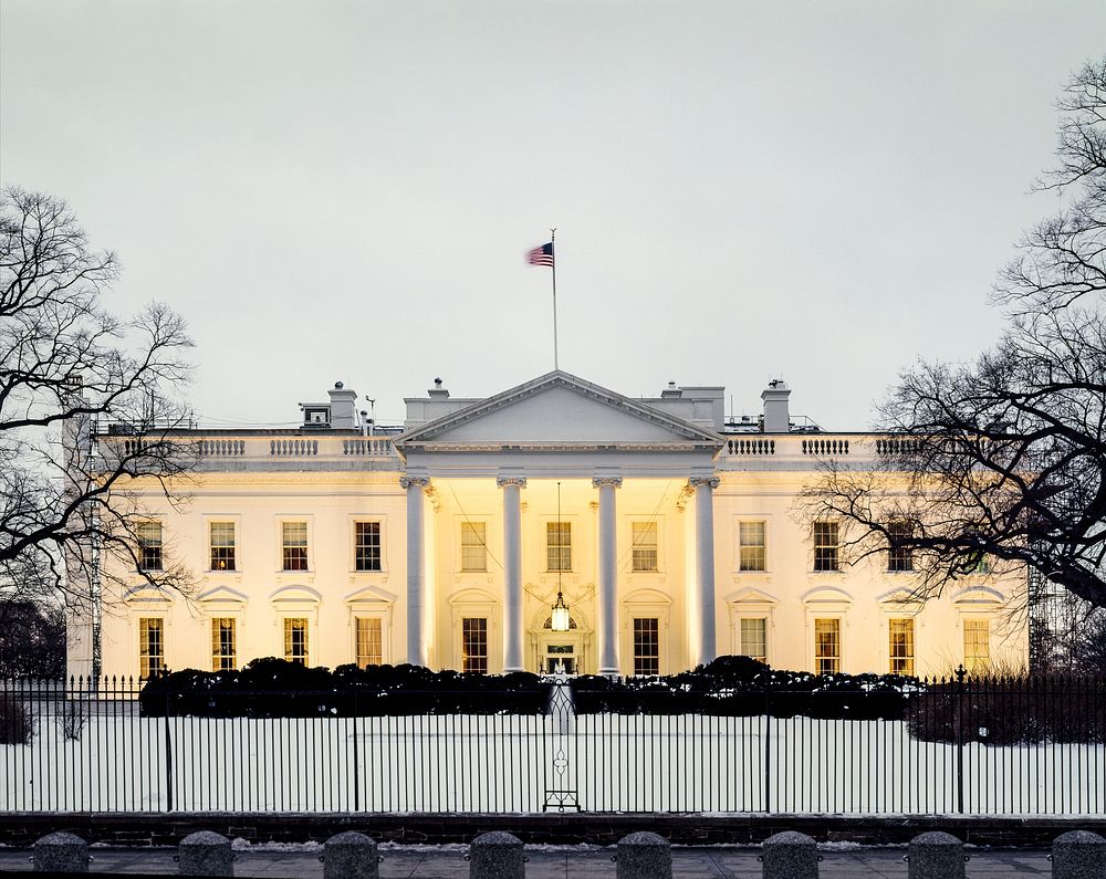 White House at dusk. Original image from Carol M. Highsmith&rsquo;s America, Library of Congress collection. Digitally…