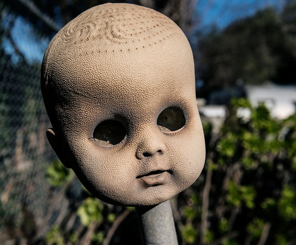 A doll's head at Grandma Prisbrey's Bottle Village in Simi Valley, California. Original image from Carol M.…
