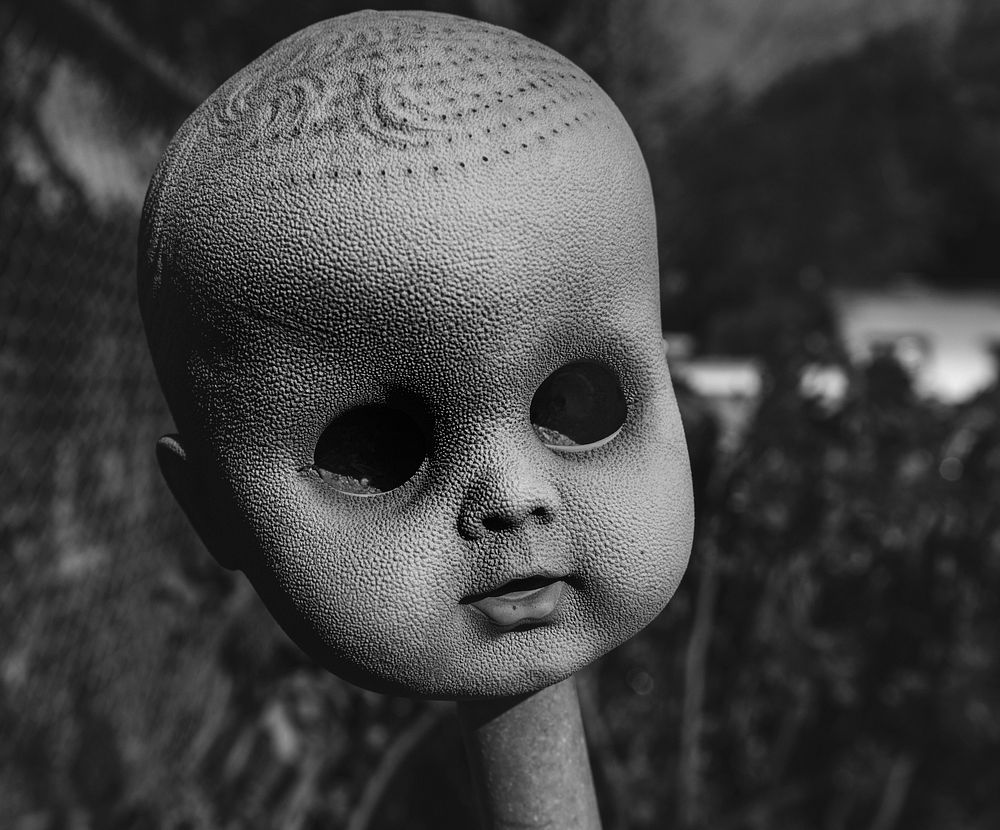 A doll's head at Grandma Prisbrey's Bottle Village in Simi Valley, California. Original image from Carol M.…
