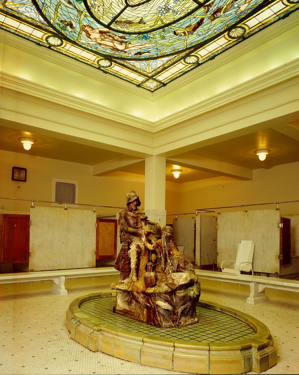 An Indian Maid pours waters for explorer Hernando De Soto in the men&rsquo;s bath at the Fordyce Bathhouse, Helena, Arkansas…