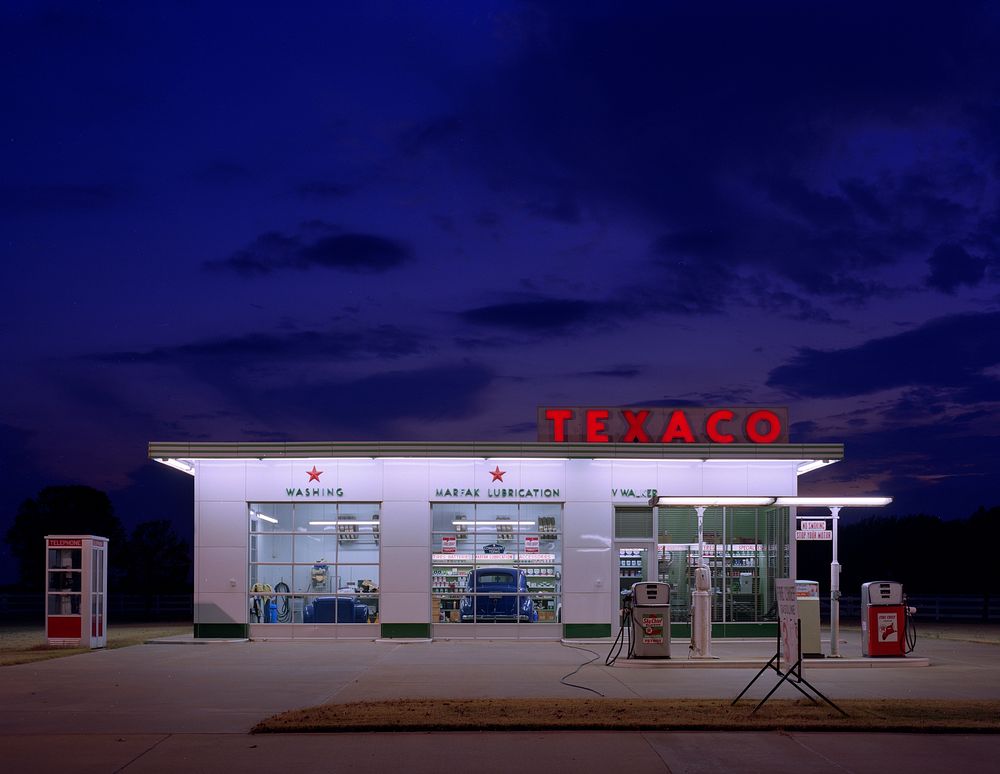 A completely reassembled vintage Texaco Station, near Memphis, Tennessee (1980-2006) by Carol M. Highsmith. Original image…