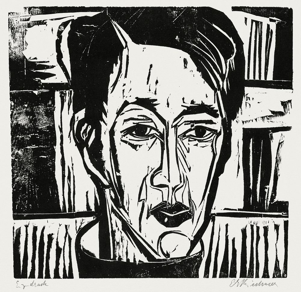 Wehrlin, Facing front (1924) print in high resolution by Ernst Ludwig Kirchner. Original from The Cleveland Museum of Art.…