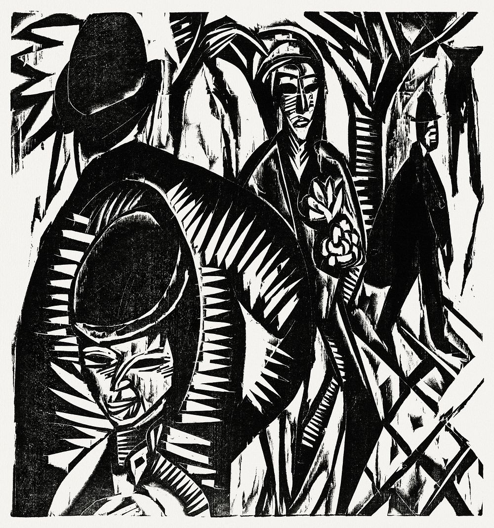 Street Scene After the Rain (1914) print in high resolution by Ernst Ludwig Kirchner. Original from The National Gallery of…