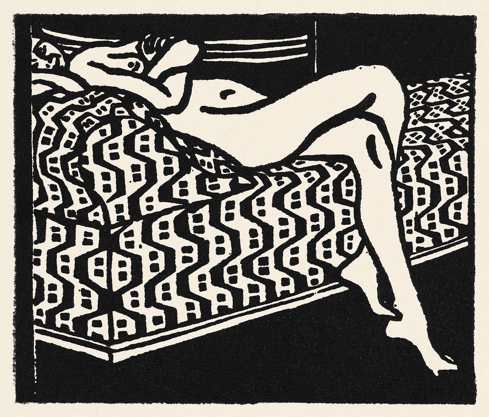 Nude Girl Lying on a Sofa (1905) print in high resolution by Ernst Ludwig Kirchner. Original from The National Gallery of…