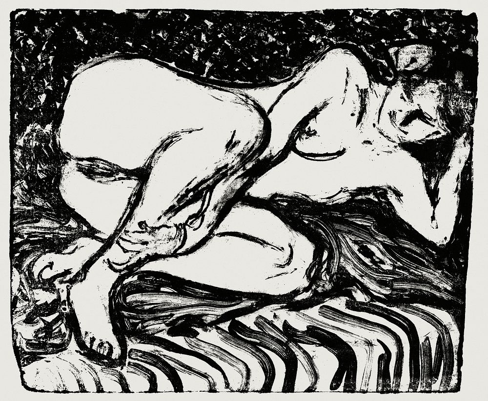 Reclining Nude (1907) print in high resolution by Ernst Ludwig Kirchner. Original from The National Gallery of Art.…