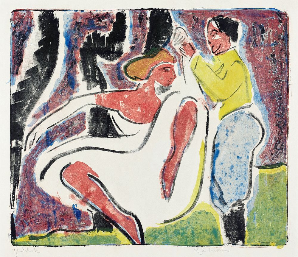 Russian Dancers (1909) print in high resolution by Ernst Ludwig Kirchner. Original from The National Gallery of Art.…