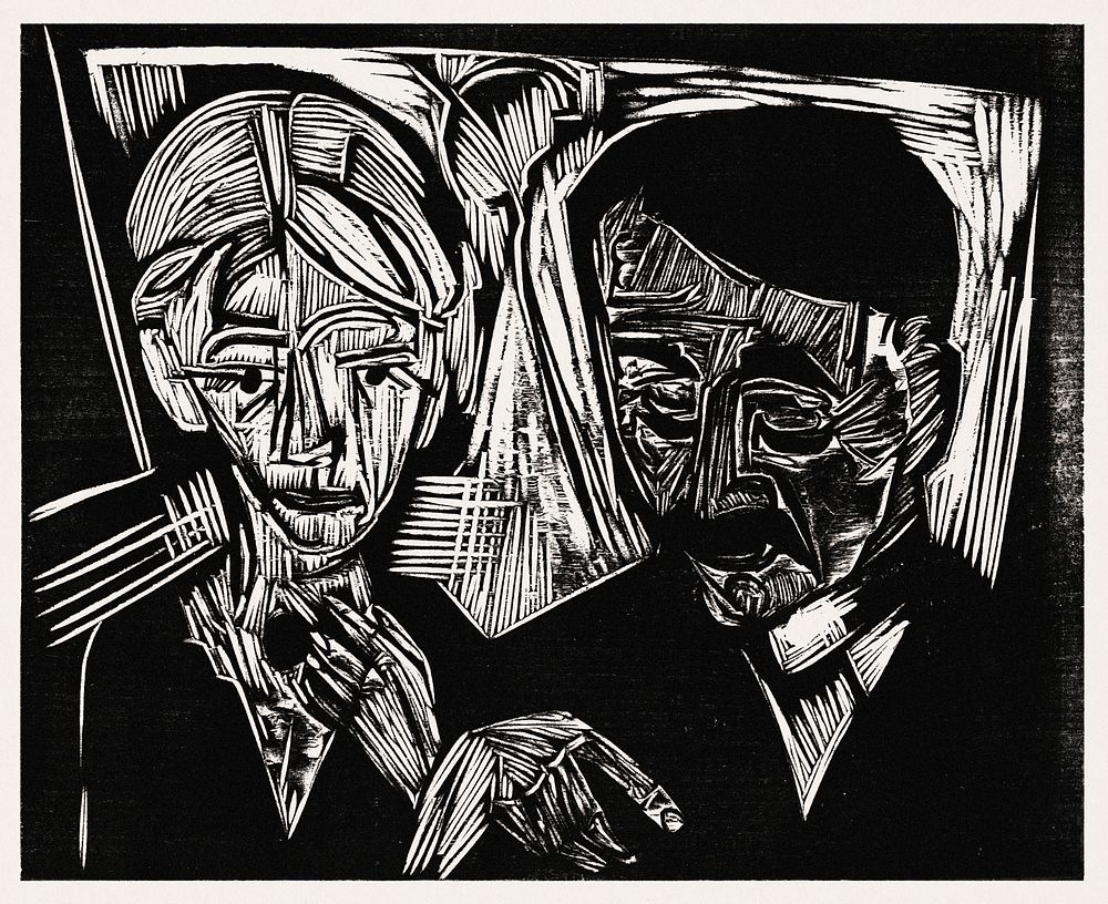 The Married Couple M&uuml;ller (1919) print in high resolution by Ernst Ludwig Kirchner. Original from The National Gallery…