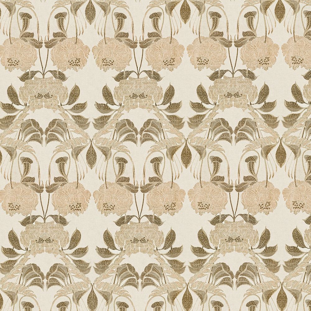 Flower background with beige pattern in art nouveau style, based on artwork by Georges de Feure