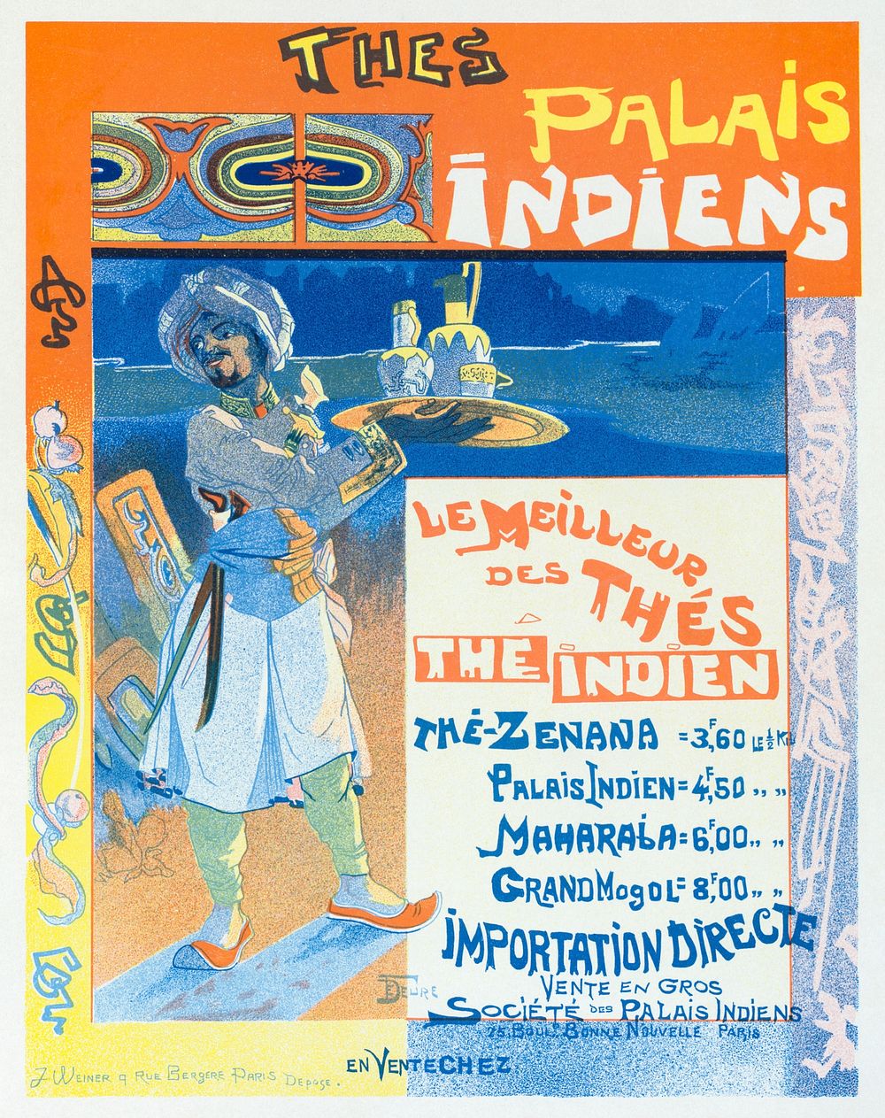 Th&eacute;s du Palais Indien (1900) poster in high resolution by Georges de Feure. Original from The New York Public…