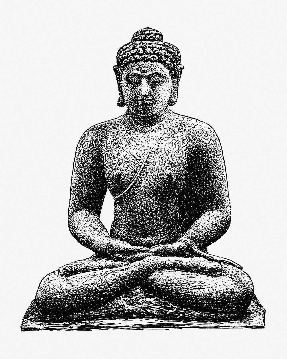 Buddha statue psd vintage illustration, remixed from artworks from Leo Gestel