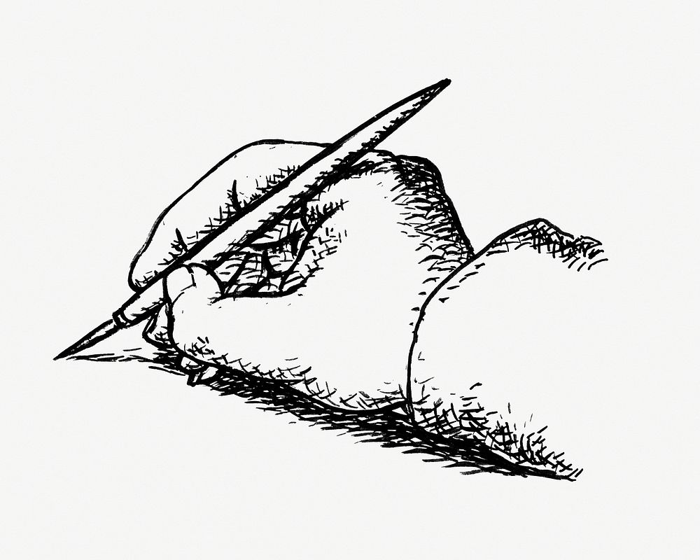 Writing hand psd vintage drawing, remixed from artworks from Leo Gestel