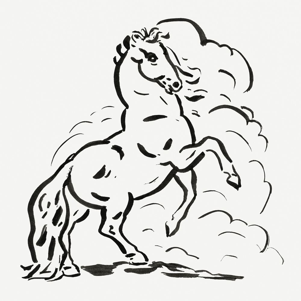 Horse psd vintage drawing, remixed from artworks from Leo Gestel