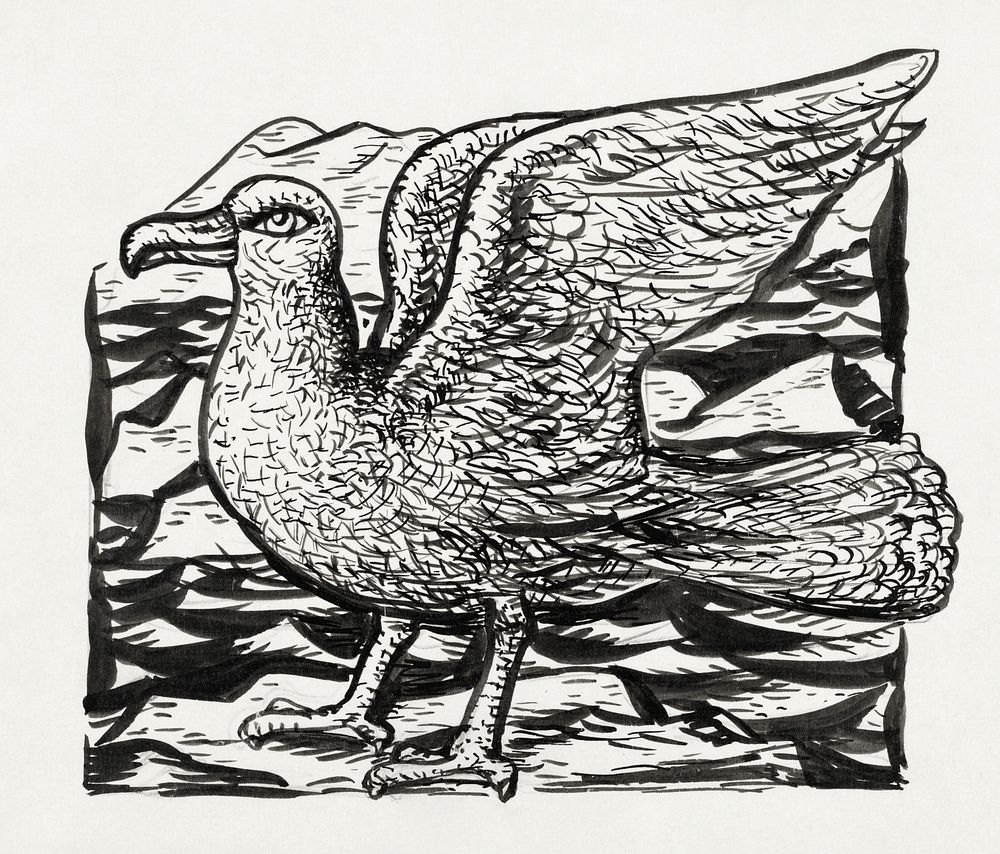 Seagull (ca. 1891&ndash;1941) drawing in high resolution by Leo Gestel. Original from The Rijksmuseum. Digitally enhanced by…