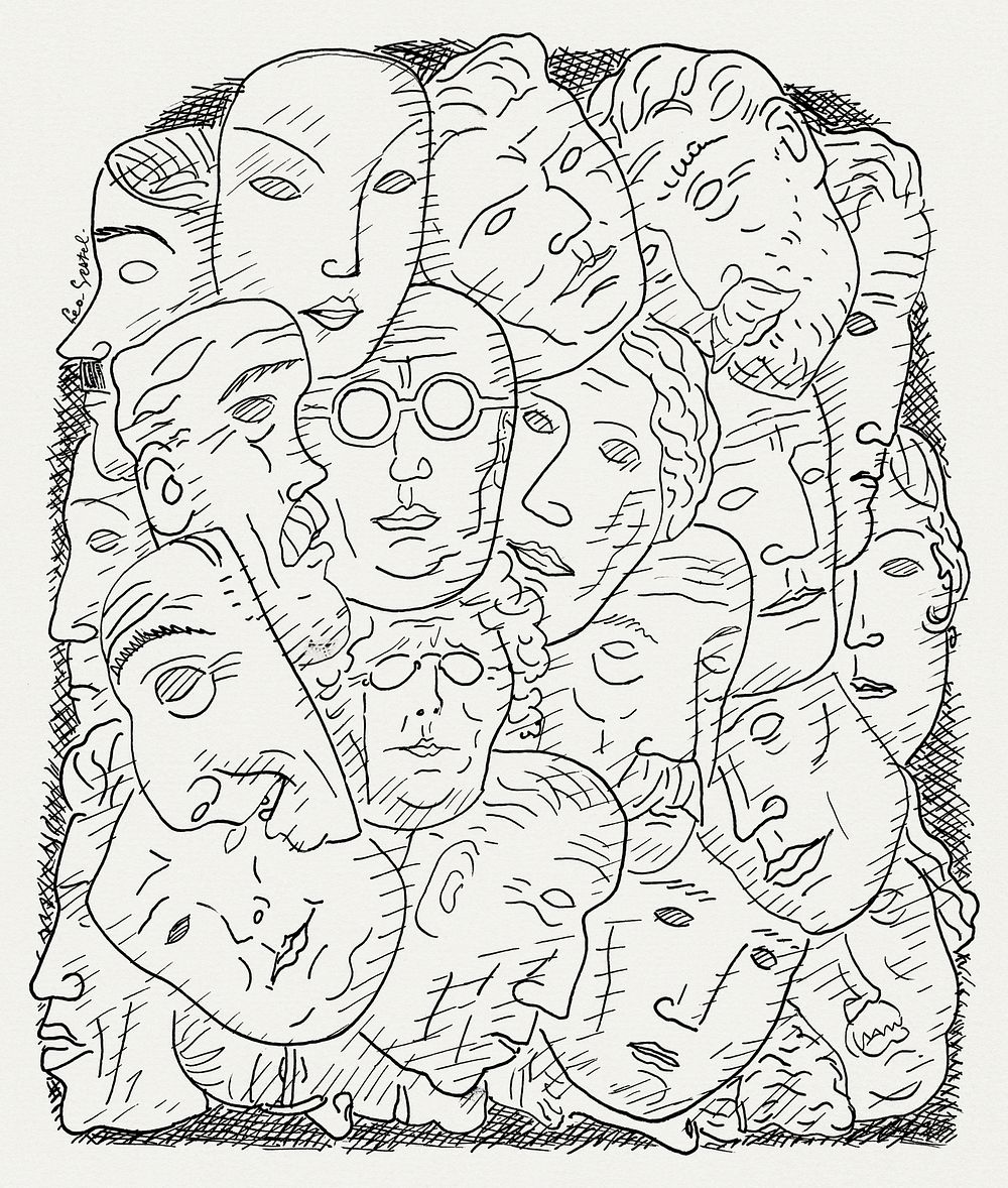 Maskers (ca. 1891&ndash;1941) drawing in high resolution by Leo Gestel. Original from The Rijksmuseum. Digitally enhanced by…
